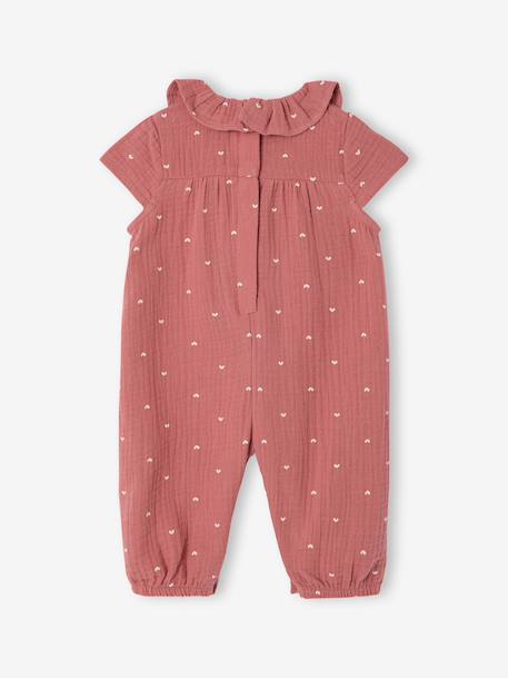 Baby girl's short-sleeved jumpsuit blush 