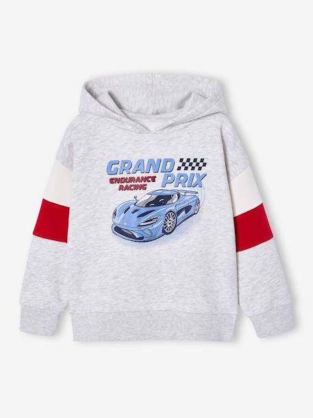 Hooded printed sweatshirt marl grey+marl white+slate blue 