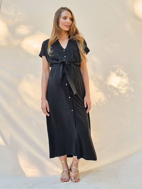 Long Shirt Dress for Maternity & Nursing, ENVIE DE FRAISE beige+black 