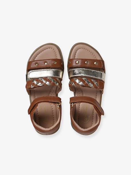 Leather Sandals with Closed Heel for Children, Designed for Autonomy set brown+set pink 
