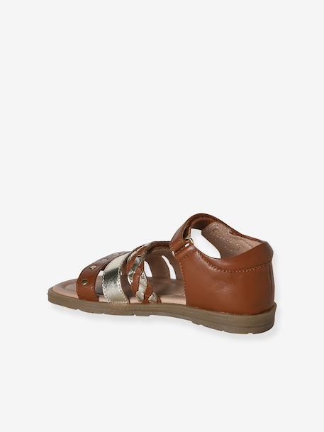 Leather Sandals with Closed Heel for Children, Designed for Autonomy set brown+set pink 