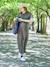 Long nursing clothes dress khaki+terracotta 