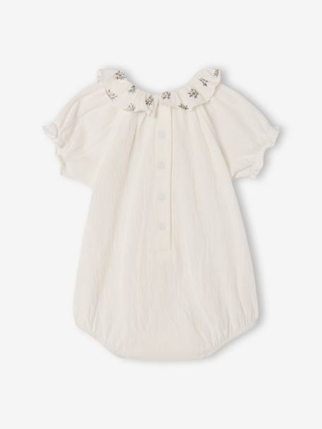 Baby bodysuit with short puff sleeves ecru 