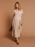 Long Dress for Maternity in Cotton Gauze, by ENVIE DE FRAISE beige+clay beige+navy blue+terracotta 