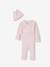 Set of baby bodysuit, leggings and striped beanie marl pink 