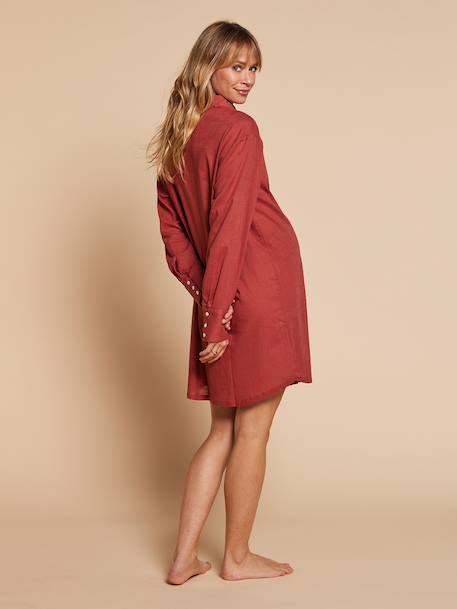 Nightshirt for Maternity & Nursing by ENVIE DE FRAISE emerald green+terracotta 