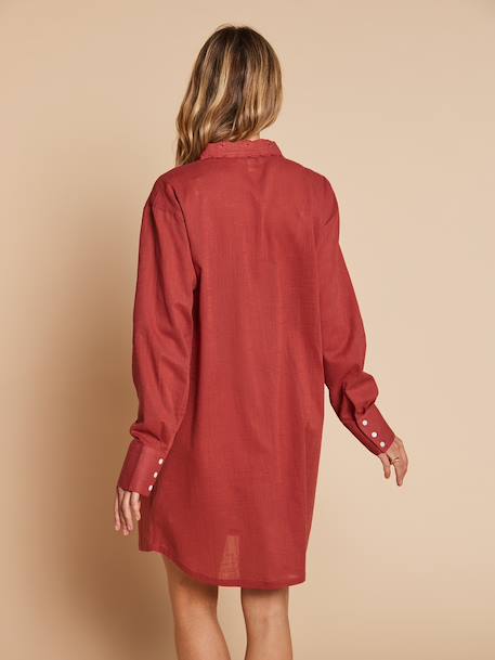 Nightshirt for Maternity & Nursing by ENVIE DE FRAISE emerald green+terracotta 