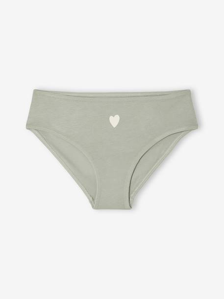Pack of 7 girls' heart print organic cotton briefs fuchsia 