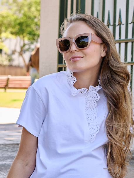 Embroidered nursing clothes t-shirt white 