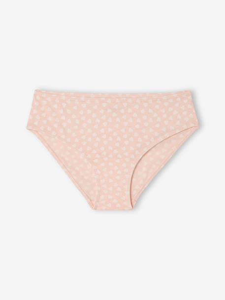 Pack of 7 girls' heart print organic cotton briefs fuchsia 