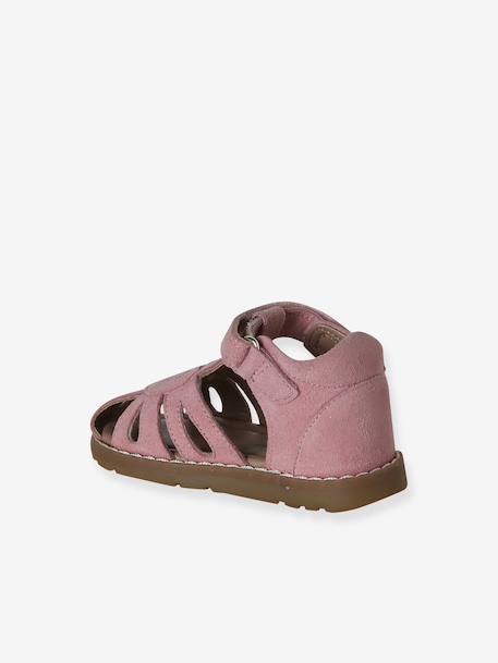 Closed Leather Sandals with Hook-&-Loop Strap for Babies rose 