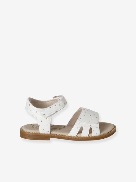 Glittery Hook-and-Loop Sandals for Girls printed white+set blue 