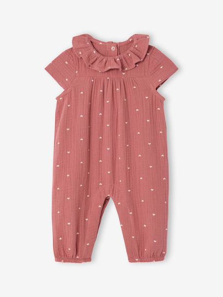 Baby girl's short-sleeved jumpsuit blush 