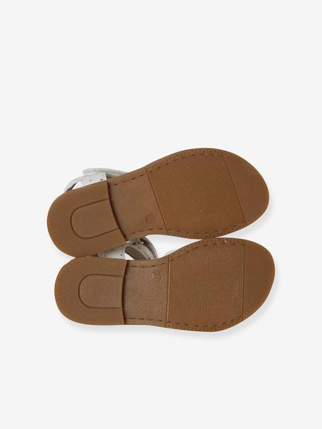 Glittery Hook-and-Loop Sandals for Girls printed white+set blue 
