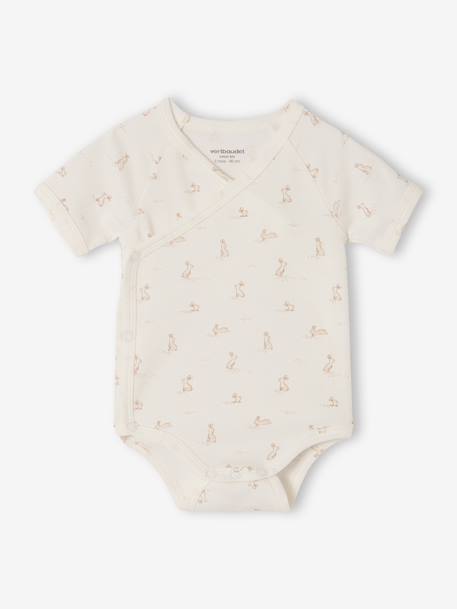 Pack of 5 short-sleeved rabbit bodysuit for babies marl grey 