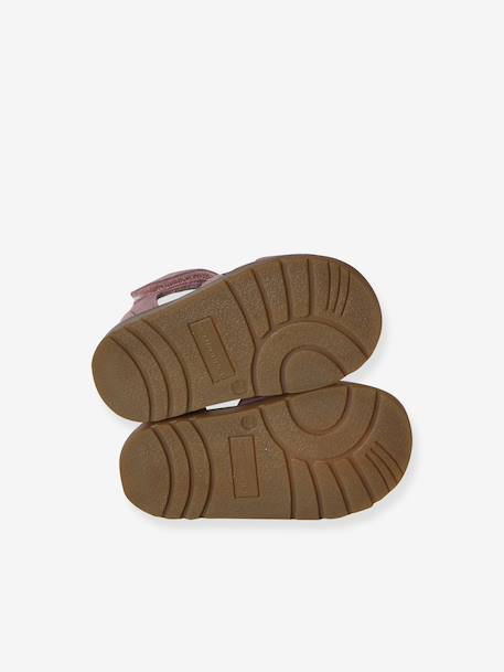 Closed Leather Sandals with Hook-&-Loop Strap for Babies rose 