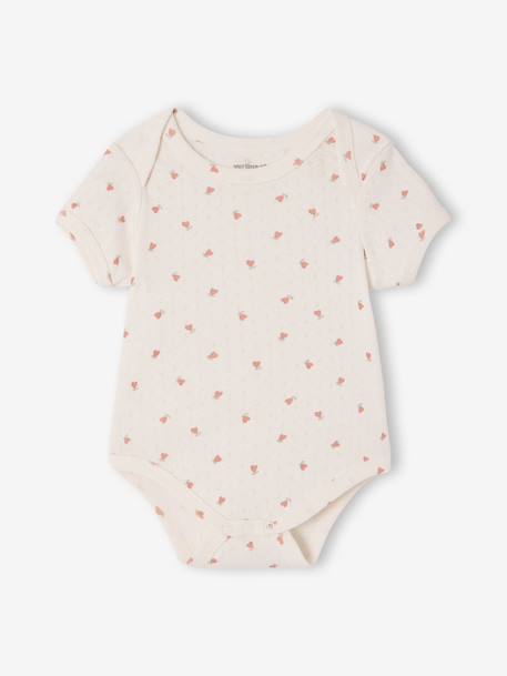 Pack of 3 short-sleeved pointelle bodysuits sage green 