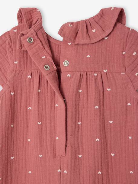 Baby girl's short-sleeved jumpsuit blush 