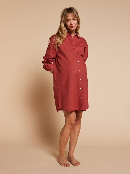Nightshirt for Maternity & Nursing by ENVIE DE FRAISE emerald green+terracotta 