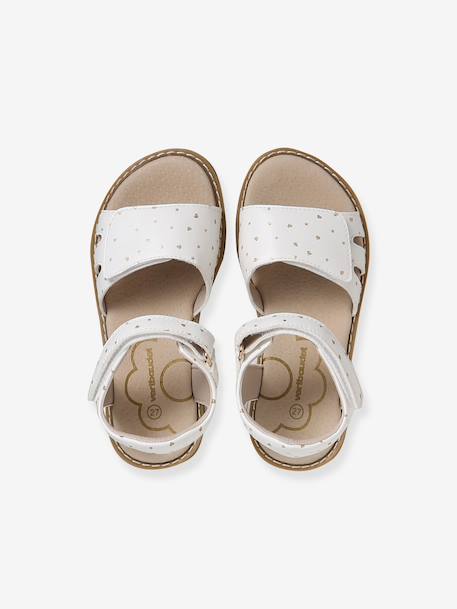 Glittery Hook-and-Loop Sandals for Girls printed white+set blue 