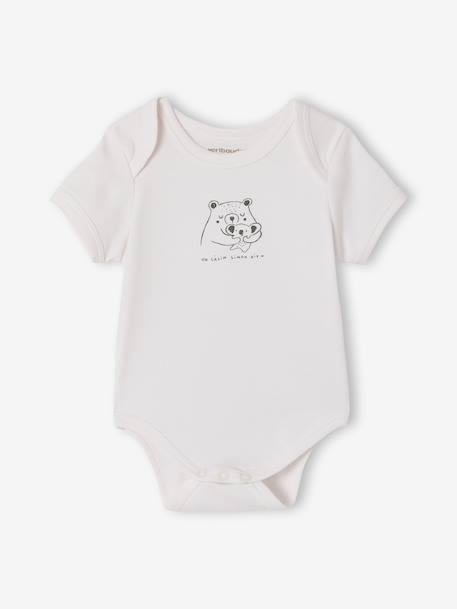 Pack of 5 short-sleeved baby bodysuits set white 