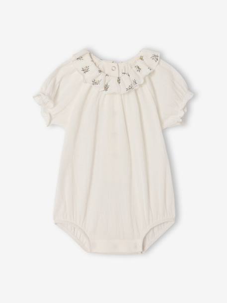 Baby bodysuit with short puff sleeves ecru 