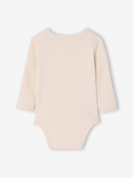 Pack of 3 long-sleeved baby bodysuits sage green 
