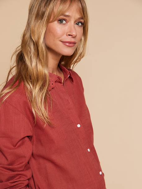 Nightshirt for Maternity & Nursing by ENVIE DE FRAISE emerald green+terracotta 