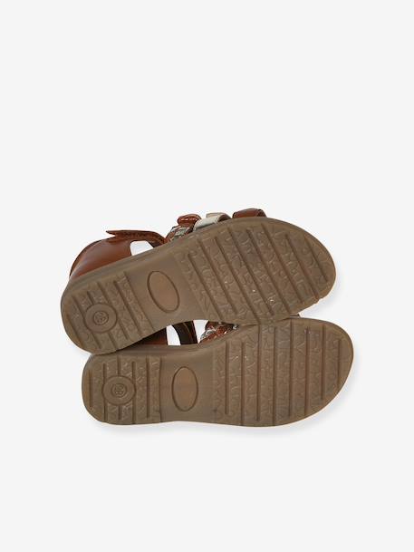 Leather Sandals with Closed Heel for Children, Designed for Autonomy set brown+set pink 