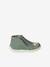 Soft leather baby slippers with zip brown+sage green 