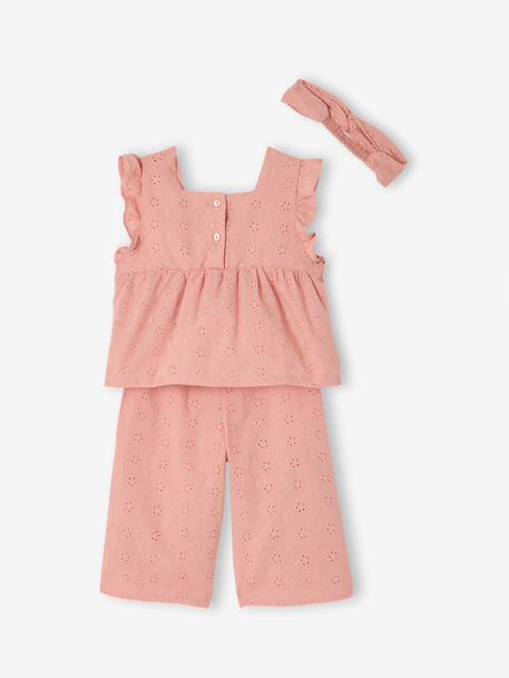 Set for baby girl with English embroidery rose 