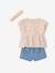 Set of blouse and shorts for baby girls ecru 
