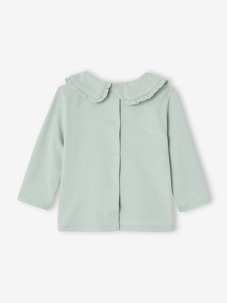 Long Sleeve Top with Peter Pan Collar, for Babies aqua green+Beige+pale pink 