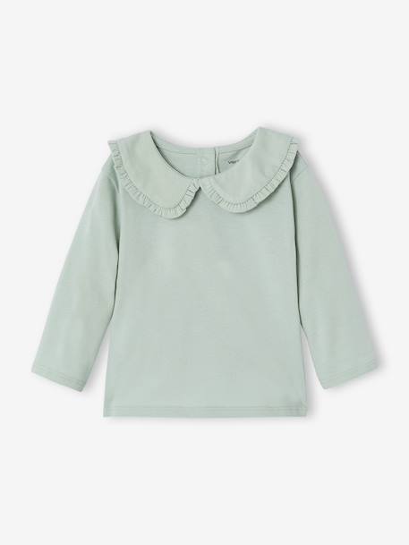 Long Sleeve Top with Peter Pan Collar, for Babies aqua green+Beige+pale pink 