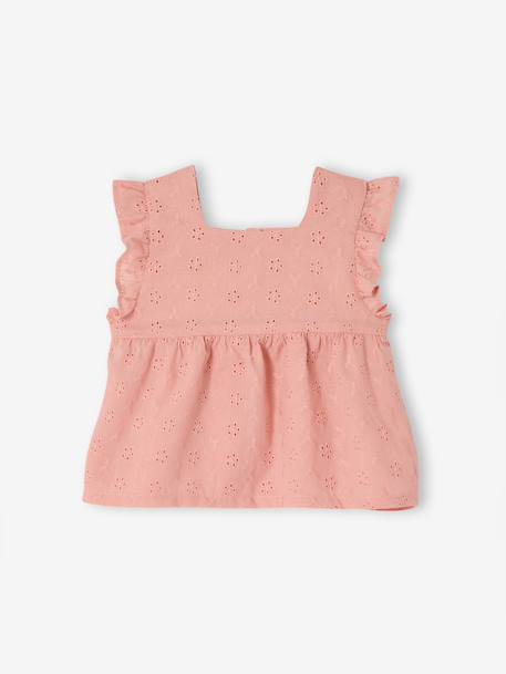 Set for baby girl with English embroidery rose 