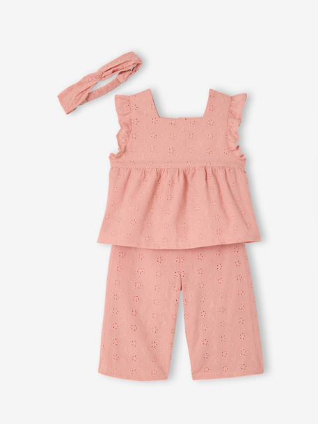 Set for baby girl with English embroidery rose 