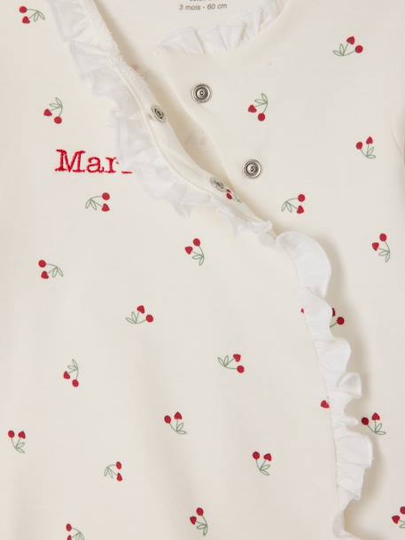Sleepsuit for newborn girls with a cherry print ecru 