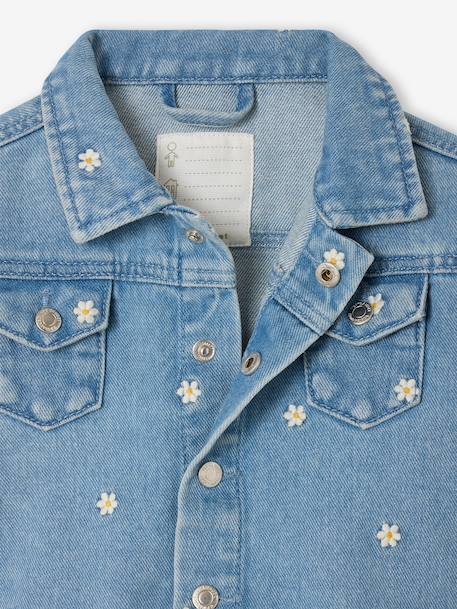 Girl's denim jacket with flowers stone 
