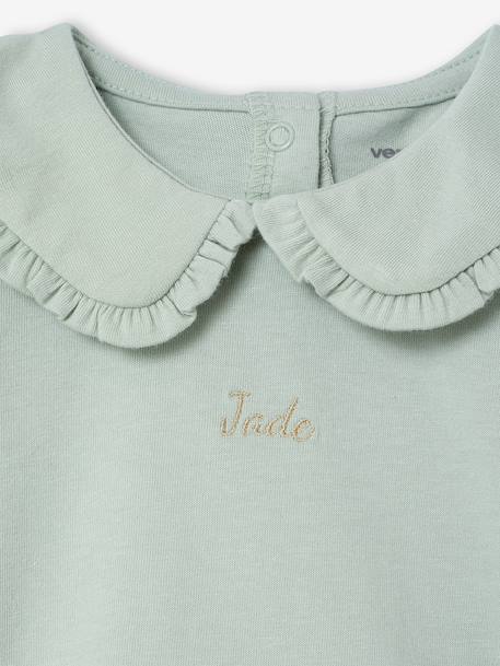 Long Sleeve Top with Peter Pan Collar, for Babies aqua green+Beige+pale pink 