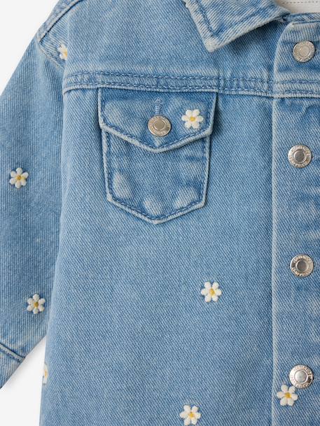 Girl's denim jacket with flowers stone 