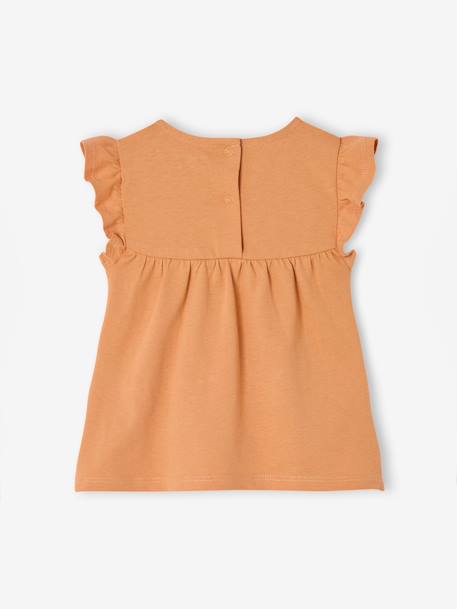 Embroidered short-sleeved T-shirt for baby girls old rose 