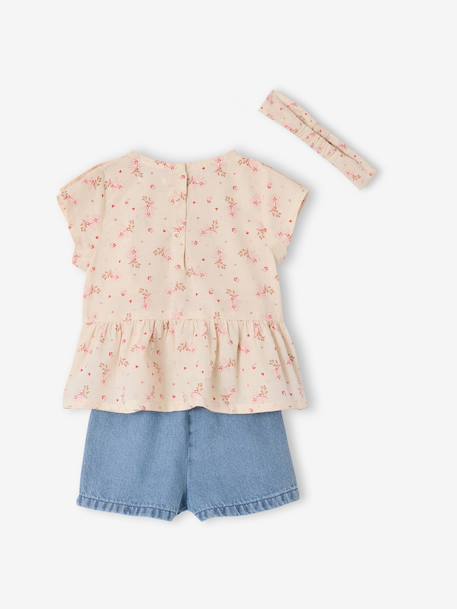 Set of blouse and shorts for baby girls ecru 