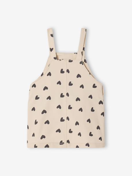 Baby girl's heart dungaree dress ecru 