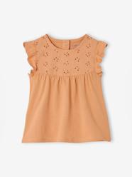 Baby-T-shirts & Roll Neck T-Shirts-T-Shirts-Embroidered short-sleeved T-shirt for baby girls 