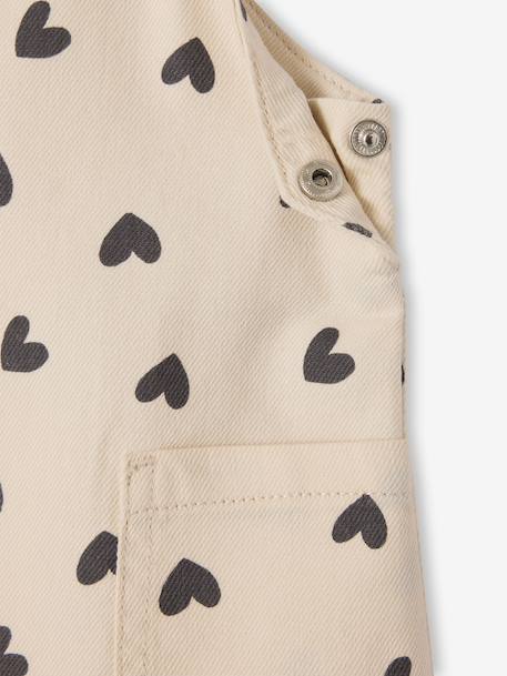 Baby girl's heart dungaree dress ecru 