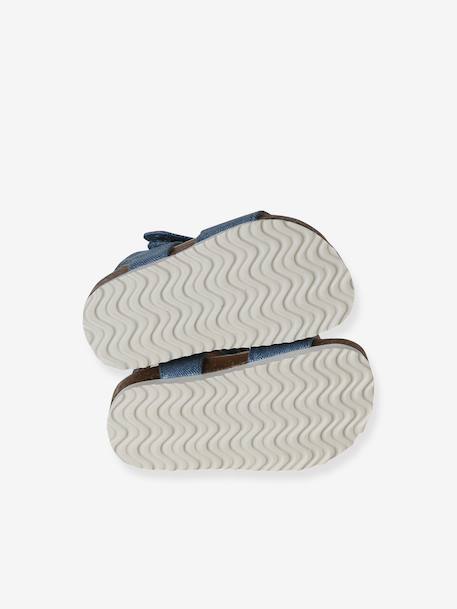 Textile baby sandals with hook and loop straps denim blue 