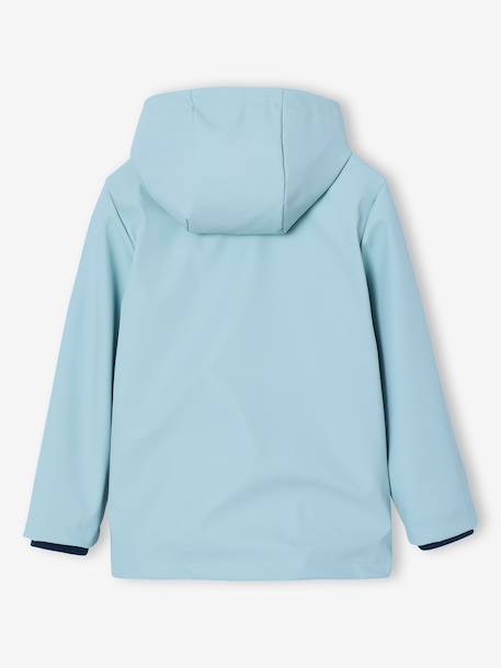 Hooded rain coat with multiple pockets aqua green 