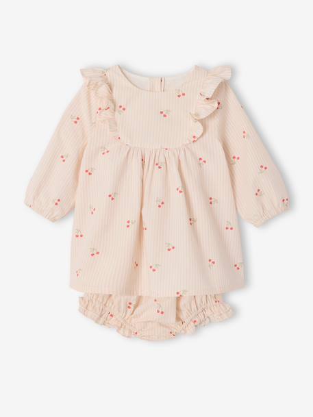 Set of 2 dress and bloomer with cherries ecru 
