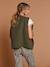 Adaptive Padded Jacket with Kangaroo Panel in Cotton Gauze for Maternity & Post-Maternity by ENVIE DE FRAISE chocolate+ecru+khaki 