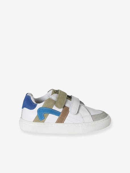 Hook-&-Loop Leather Trainers ecru+set blue+set white 